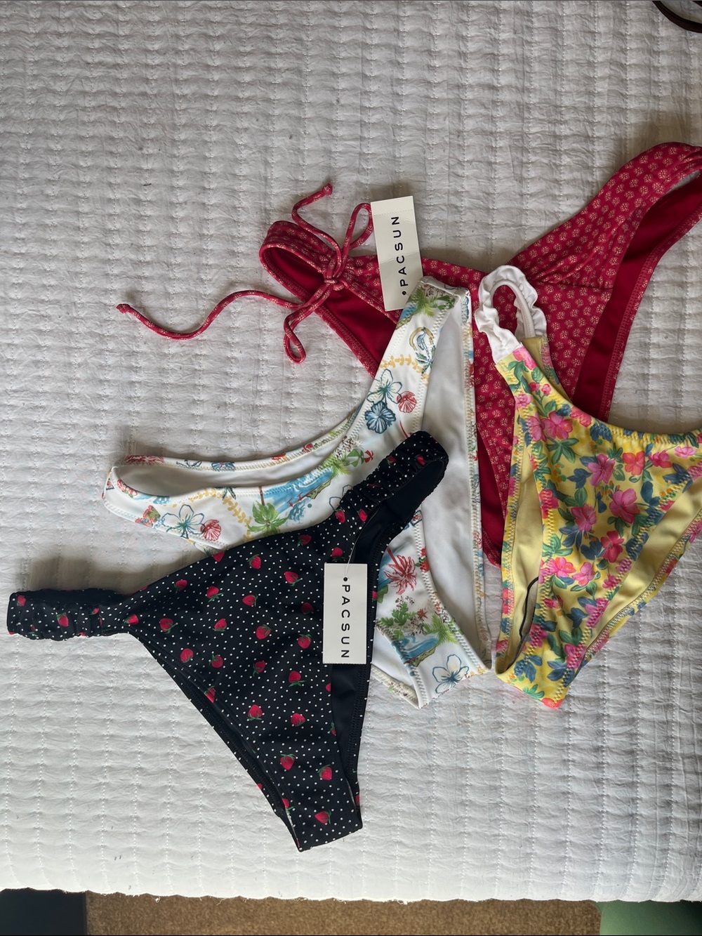 PacSun Woman’s Pink, Yellow, White & Black Bikini Bottoms - 4-Pack